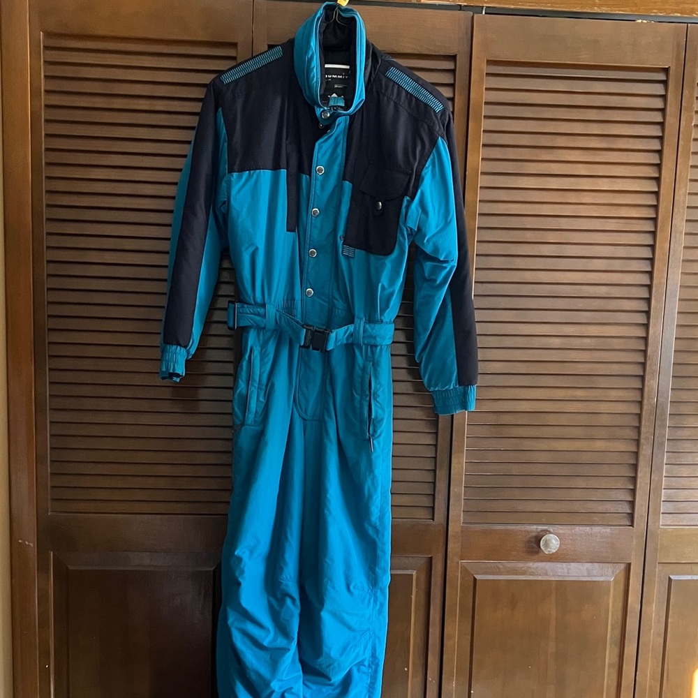 Men's Teal and Black Ski Jumpsuit